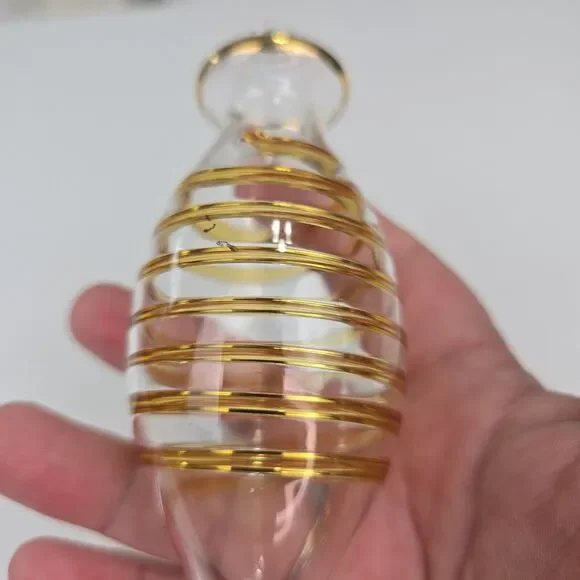 Gold Swirl Blown Glass Finial Christmas Ornament - Picture 3 of 5